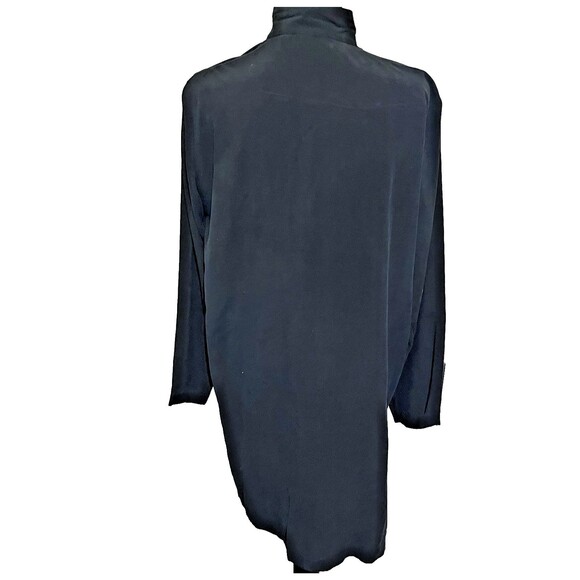 Hamilton Kennedy 100% silk caftan muumuu black kimono-style cut character button - Picture 3 of 5
